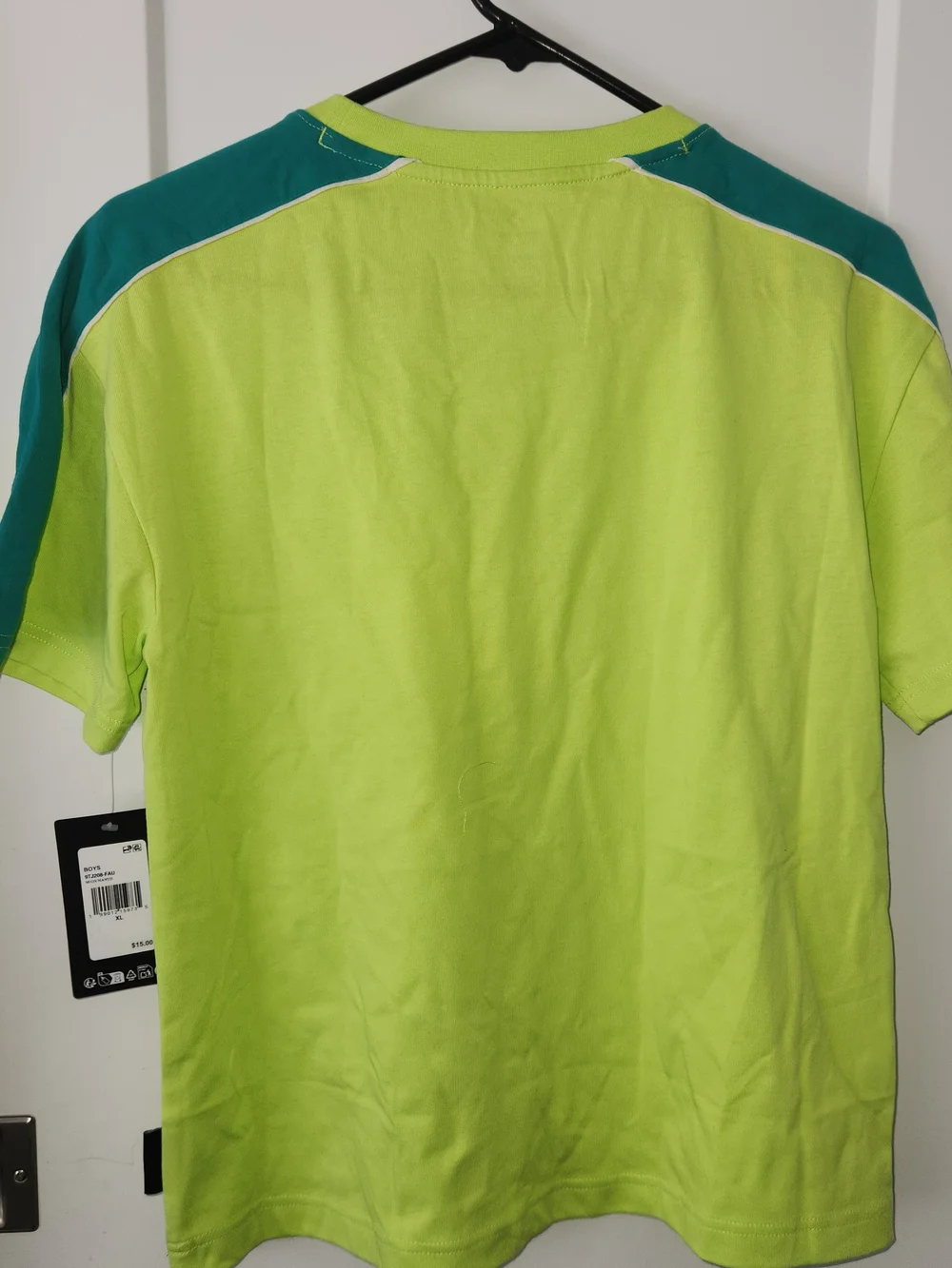 Converse Lime Green Tee with Teal Shoulder Panels